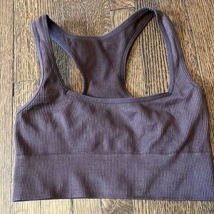 Brown Cropped Ribbed Top / Lounge Bra